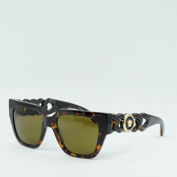 Versace VE4409 108/73 Sunglasses Dark Havana Square Frame, Brown Lenses - Picture 3 of 11